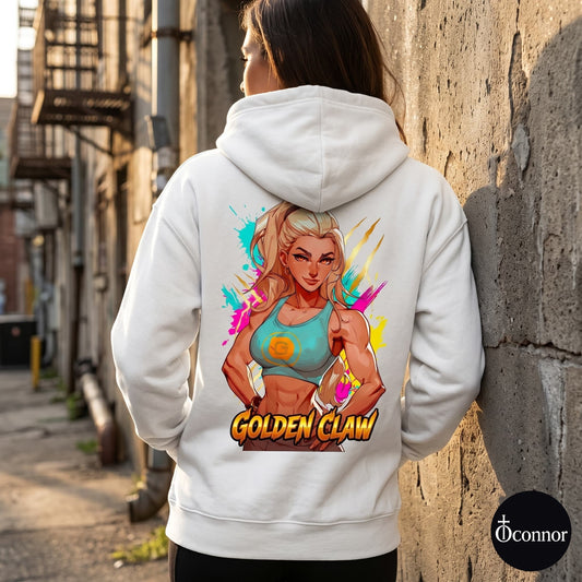 Gymrat aesthetic hoodie - O'Connor Golden Claw white hoodie streetwear look