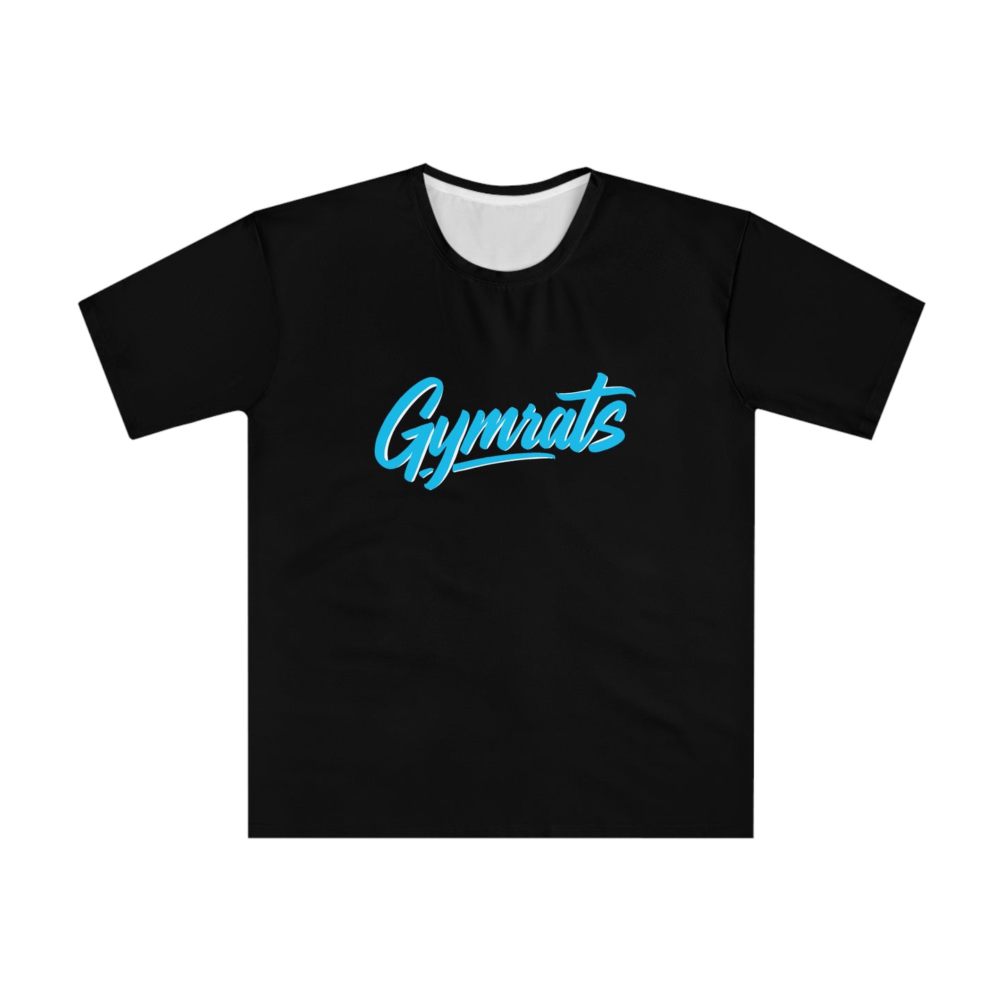 Blue Viper anime polyester performance tee front view - electric blue and cyan design by O'Connor