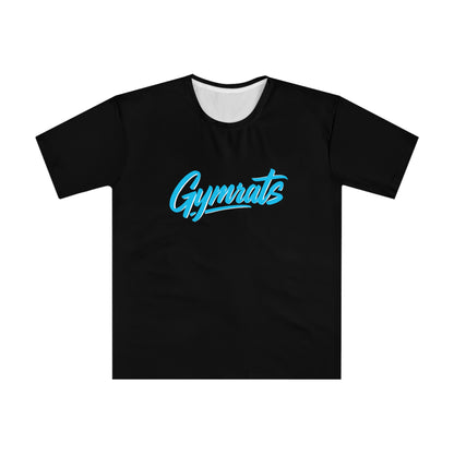 Blue Viper anime polyester performance tee front view - electric blue and cyan design by O'Connor