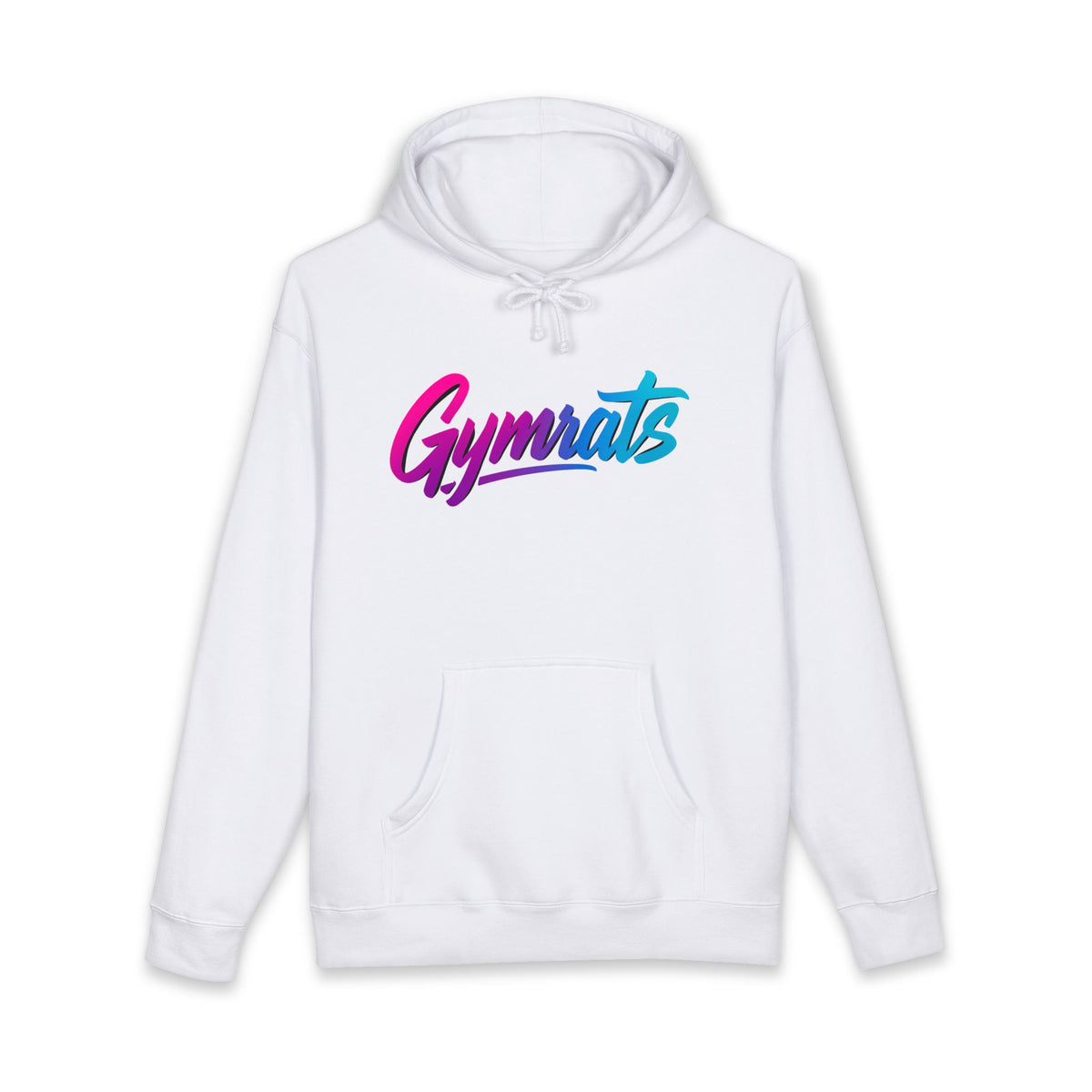 Candy Crusher hoodie front view white with Gymrats logo - anime gym apparel