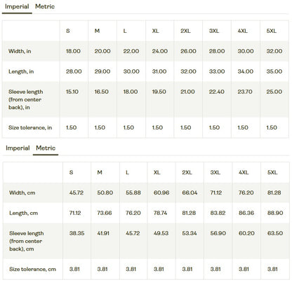 Size chart for clothing measurements in imperial and metric systems. neon valkyrie gymrats o'connor