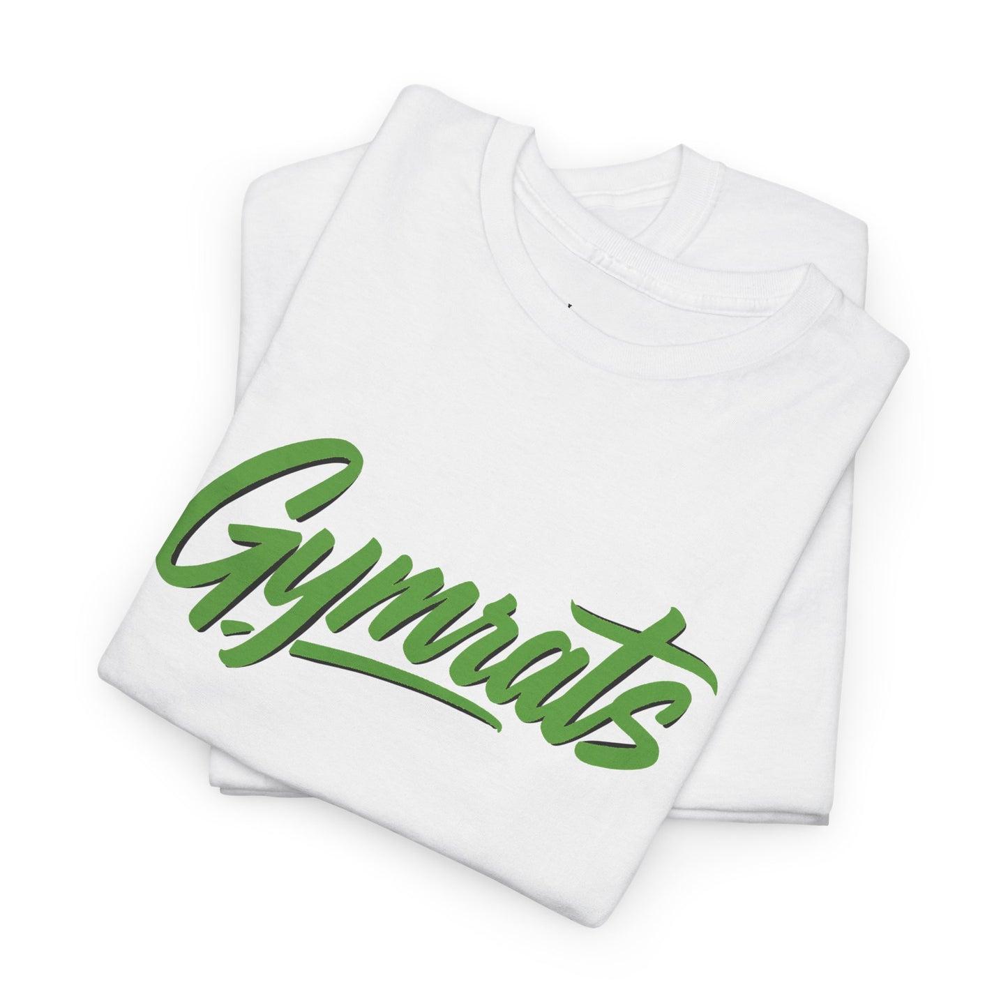 Emerald Beast folded white cotton t-shirt showing Gymrats collection logo