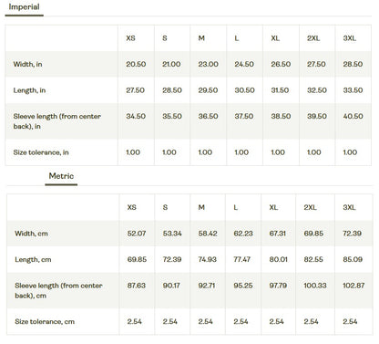 Size chart for clothing measurements in imperial and metric systems. blonde fury gymrats o'connor