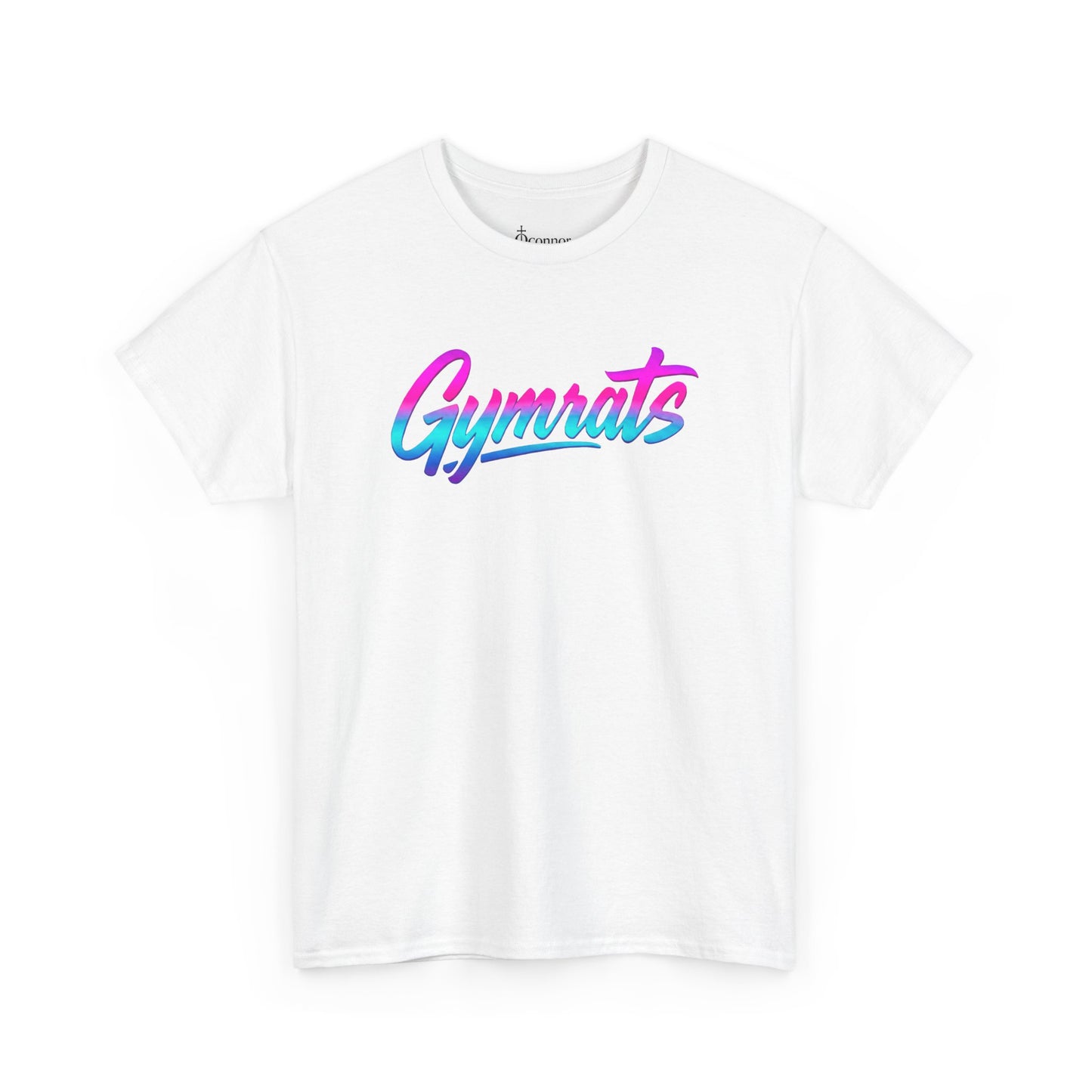 Neon Valkyrie cotton t-shirt front view white with Gymrats logo - anime gym apparel