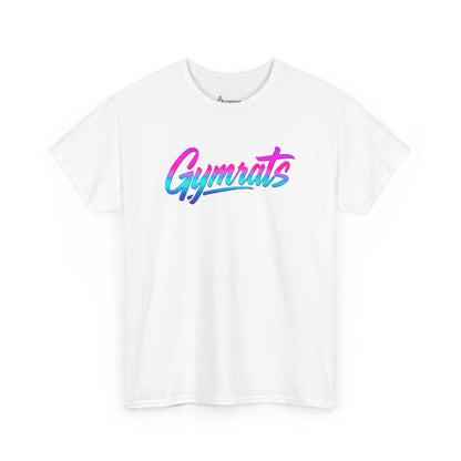 Neon Valkyrie cotton t-shirt front view white with Gymrats logo - anime gym apparel