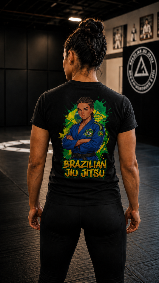 Women wearing Brazilian Jiu Jitsu anime cotton-tee - O'Connor Fighters collection