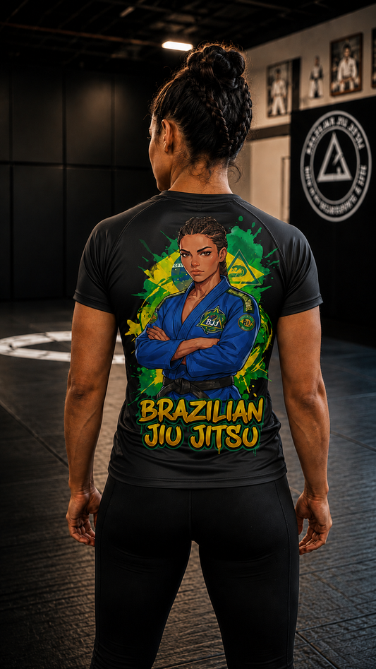 Women wearing Brazilian Jiu Jitsu anime performance-tee - O'Connor Fighters collection