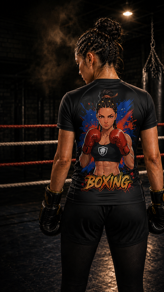 Women wearing Boxing anime performance-tee - O'Connor Fighters collection