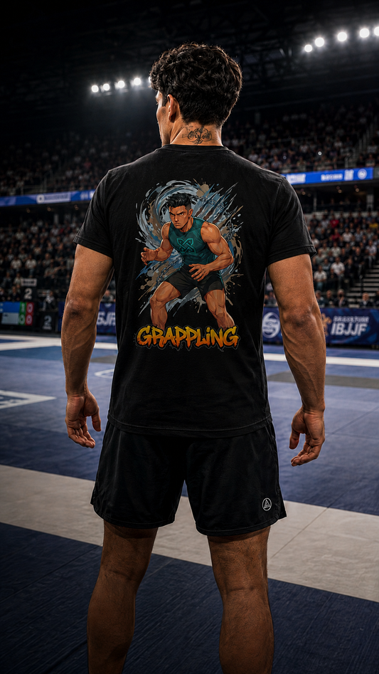 Men wearing Grappling anime cotton-tee - O'Connor Fighters collection