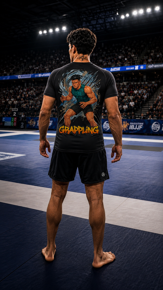 Men wearing Grappling anime performance-tee - O'Connor Fighters collection