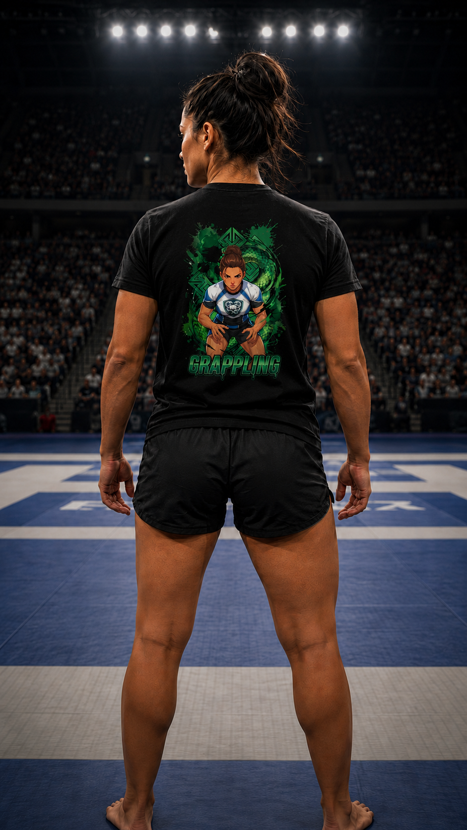Women wearing Grappling anime cotton-tee - O'Connor Fighters collection