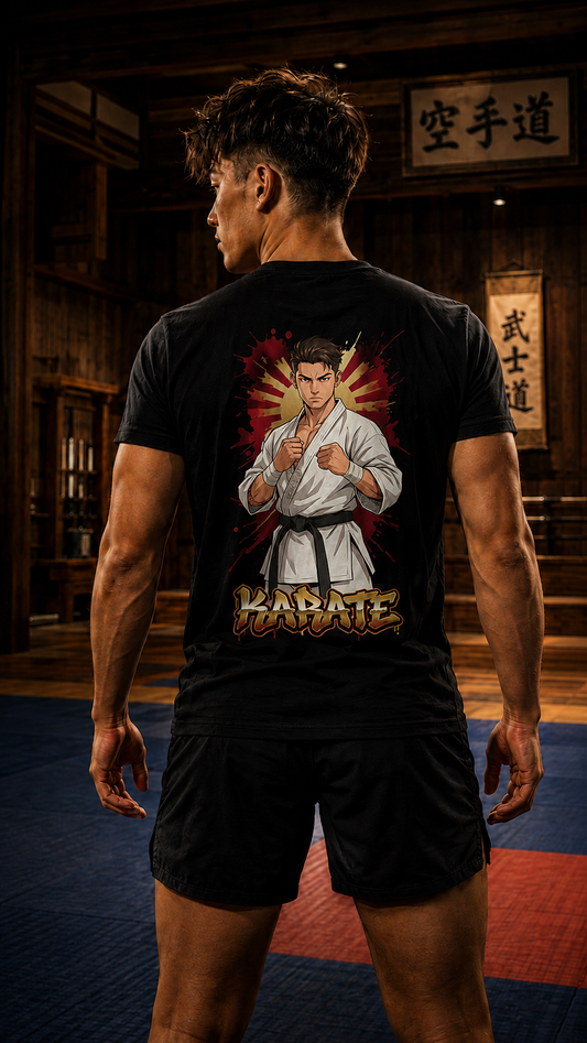 Men wearing Karate anime cotton-tee - O'Connor Fighters collection