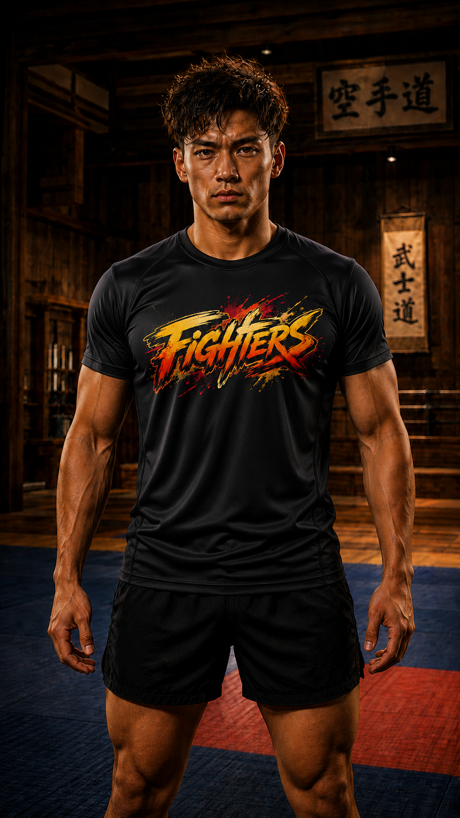 Men wearing Karate anime performance-tee - O'Connor Fighters collection