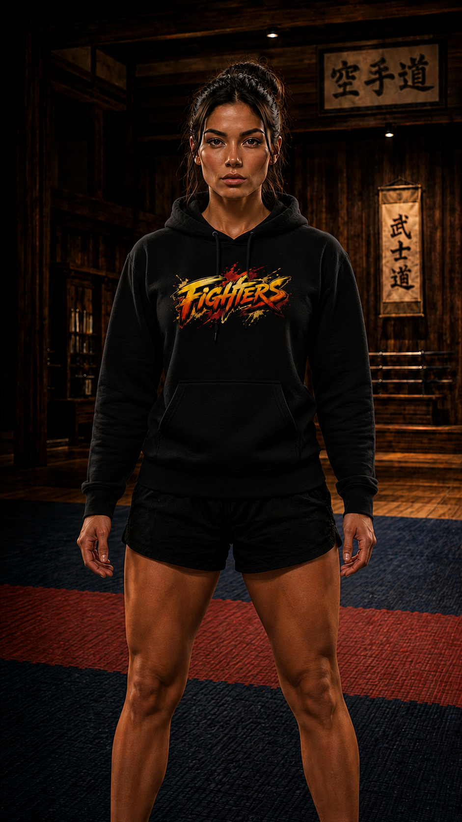 Women wearing Karate anime hoodie - O'Connor Fighters collection