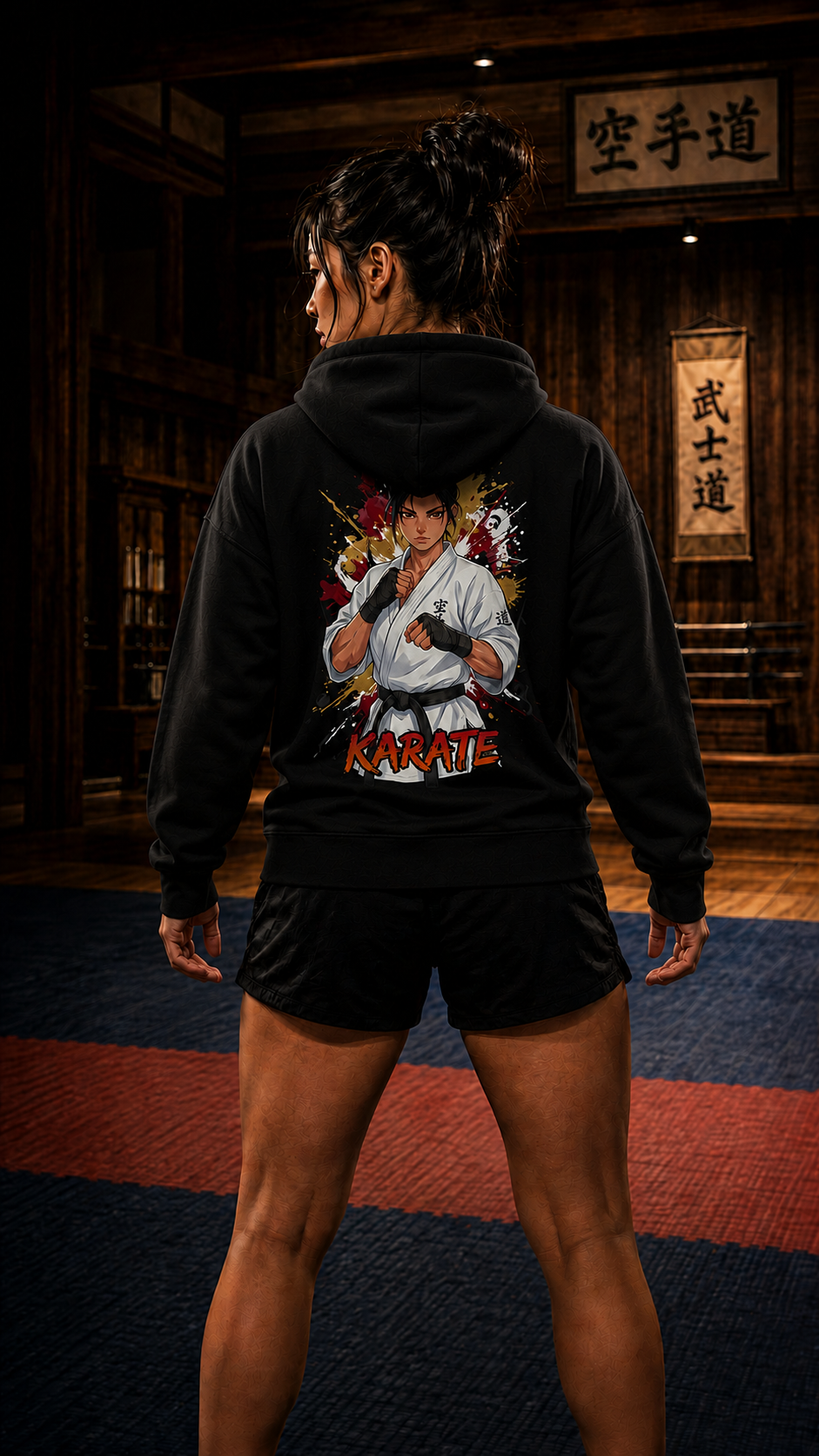 Women wearing Karate anime hoodie - O'Connor Fighters collection