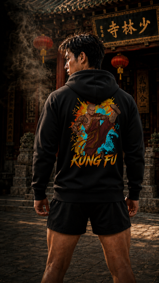 Men wearing Kung Fu anime hoodie - O'Connor Fighters collection