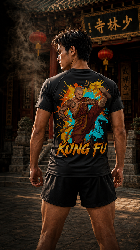 Men wearing Kung Fu anime performance-tee - O'Connor Fighters collection