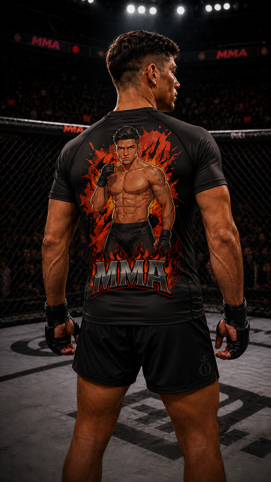 Men wearing MMA anime performance-tee - O'Connor Fighters collection