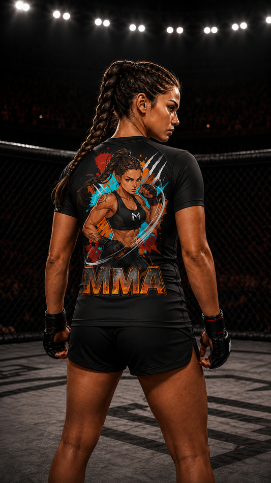 Women wearing MMA anime performance-tee - O'Connor Fighters collection