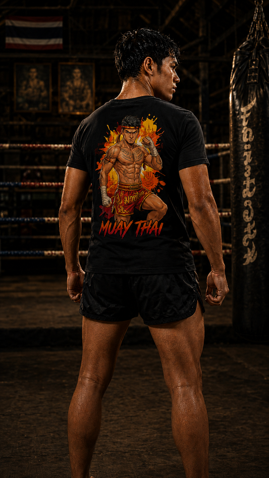 Men wearing Muay Thai anime cotton-tee - O'Connor Fighters collection