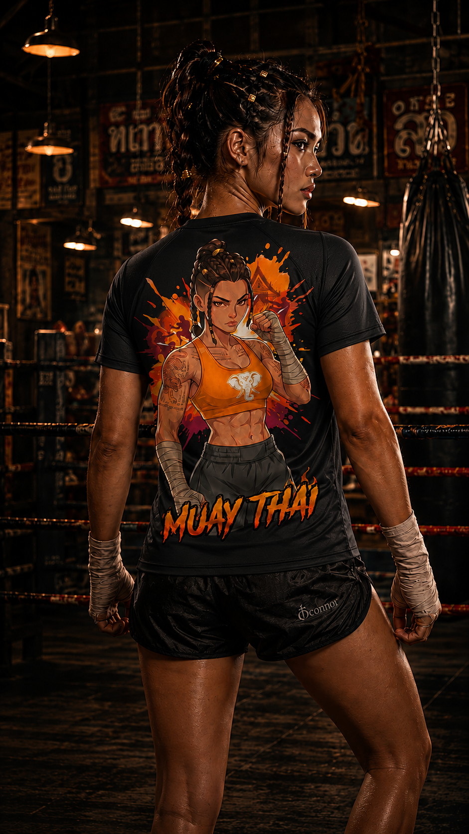 Women wearing Muay Thai anime performance-tee - O'Connor Fighters collection