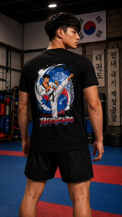 Men wearing Taekwondo anime cotton-tee - O'Connor Fighters collection