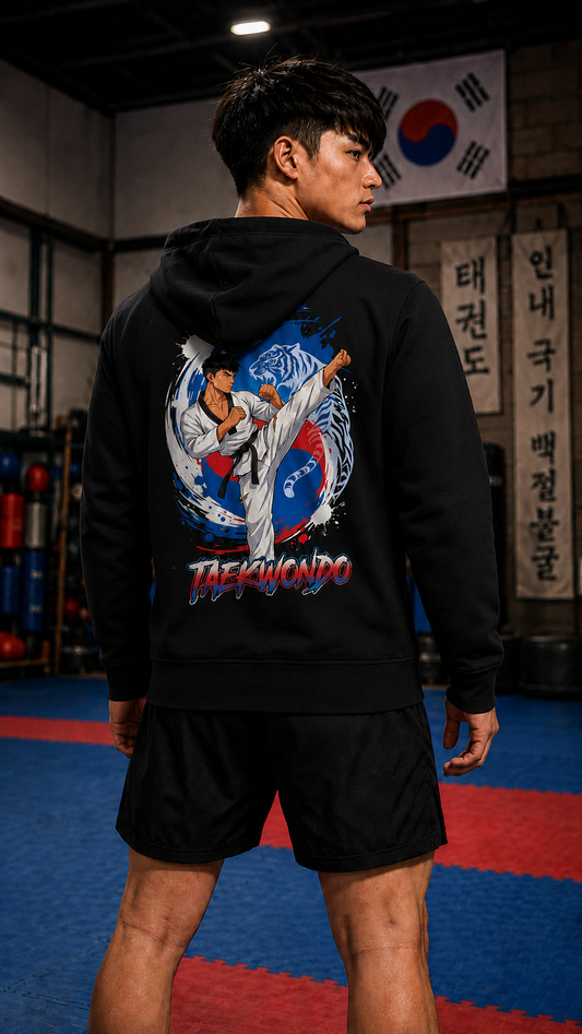 Men wearing Taekwondo anime hoodie - O'Connor Fighters collection