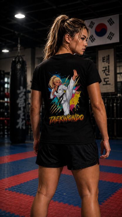 Women wearing Taekwondo anime cotton-tee - O'Connor Fighters collection