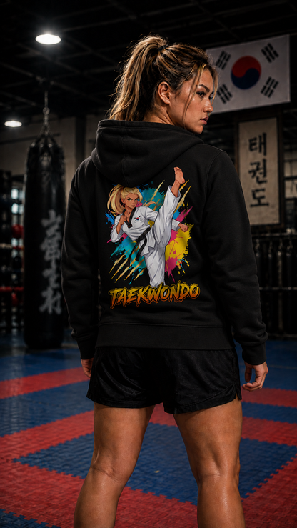 Women wearing Taekwondo anime hoodie - O'Connor Fighters collection