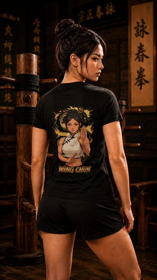Women wearing Wing Chun anime cotton-tee - O'Connor Fighters collection