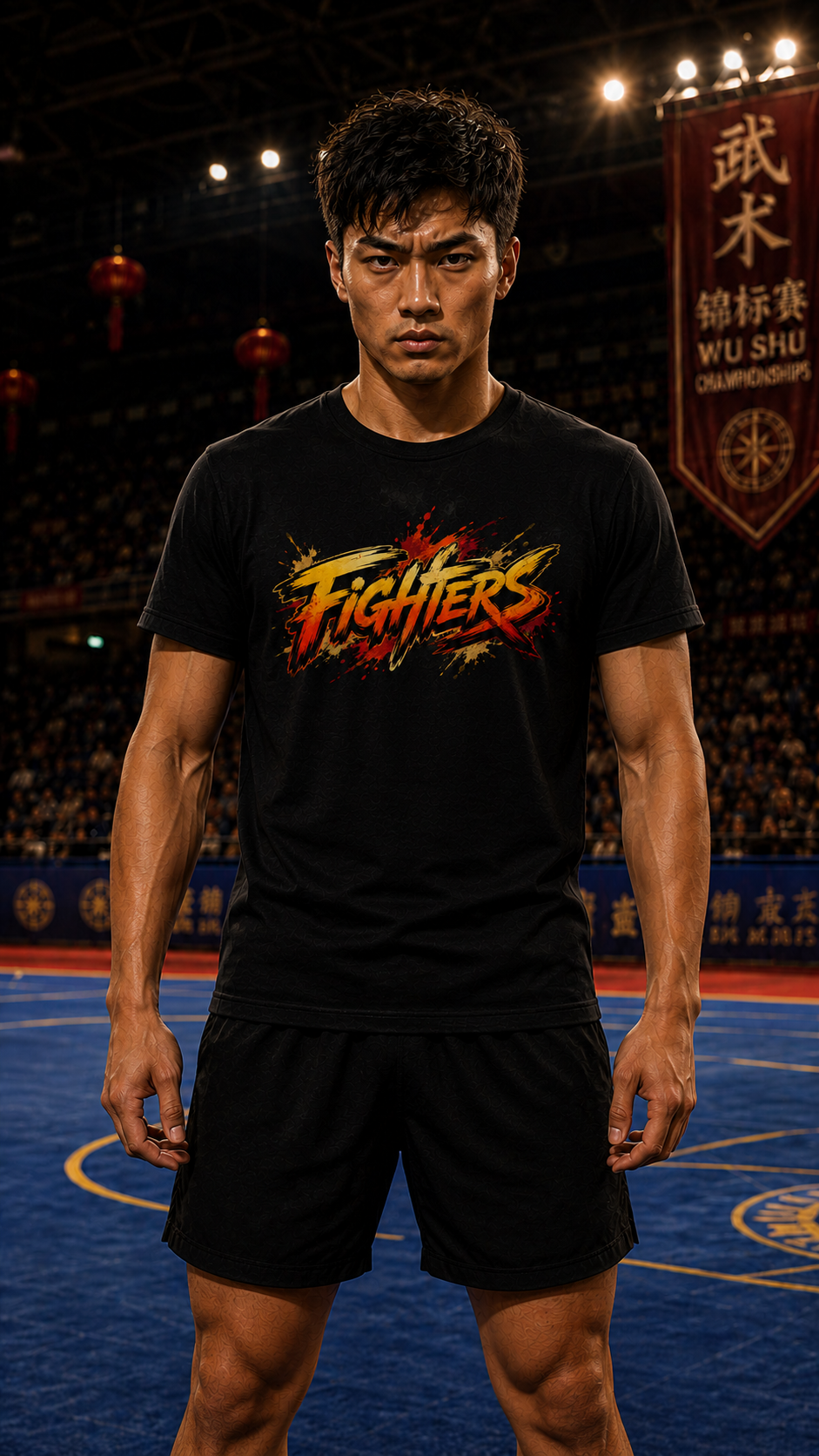 Men wearing Wu Shu anime cotton-tee - O'Connor Fighters collection