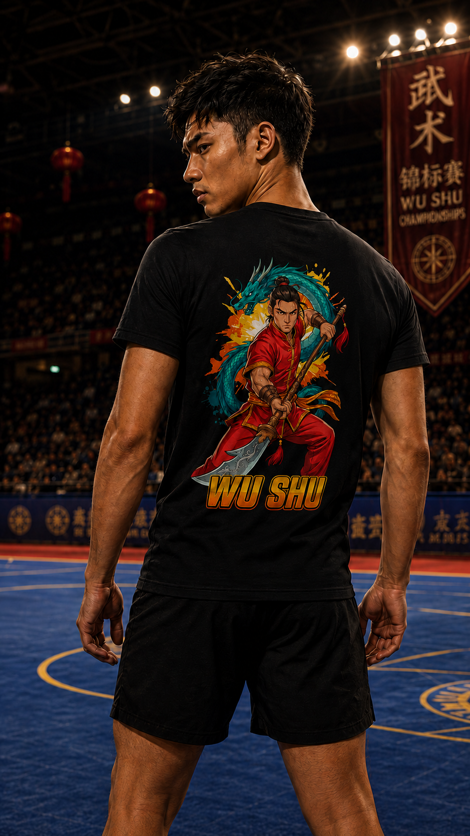 Men wearing Wu Shu anime cotton-tee - O'Connor Fighters collection