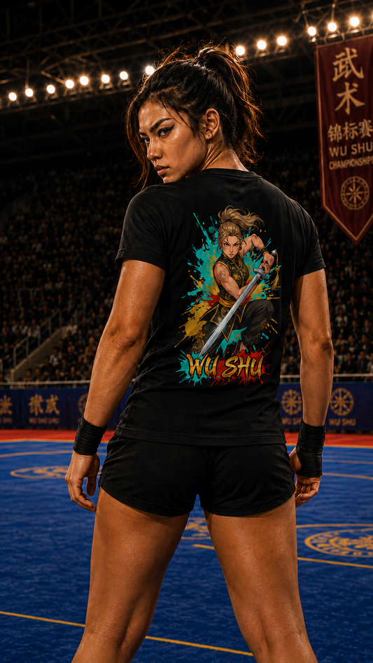 Women wearing Wu Shu anime cotton-tee - O'Connor Fighters collection