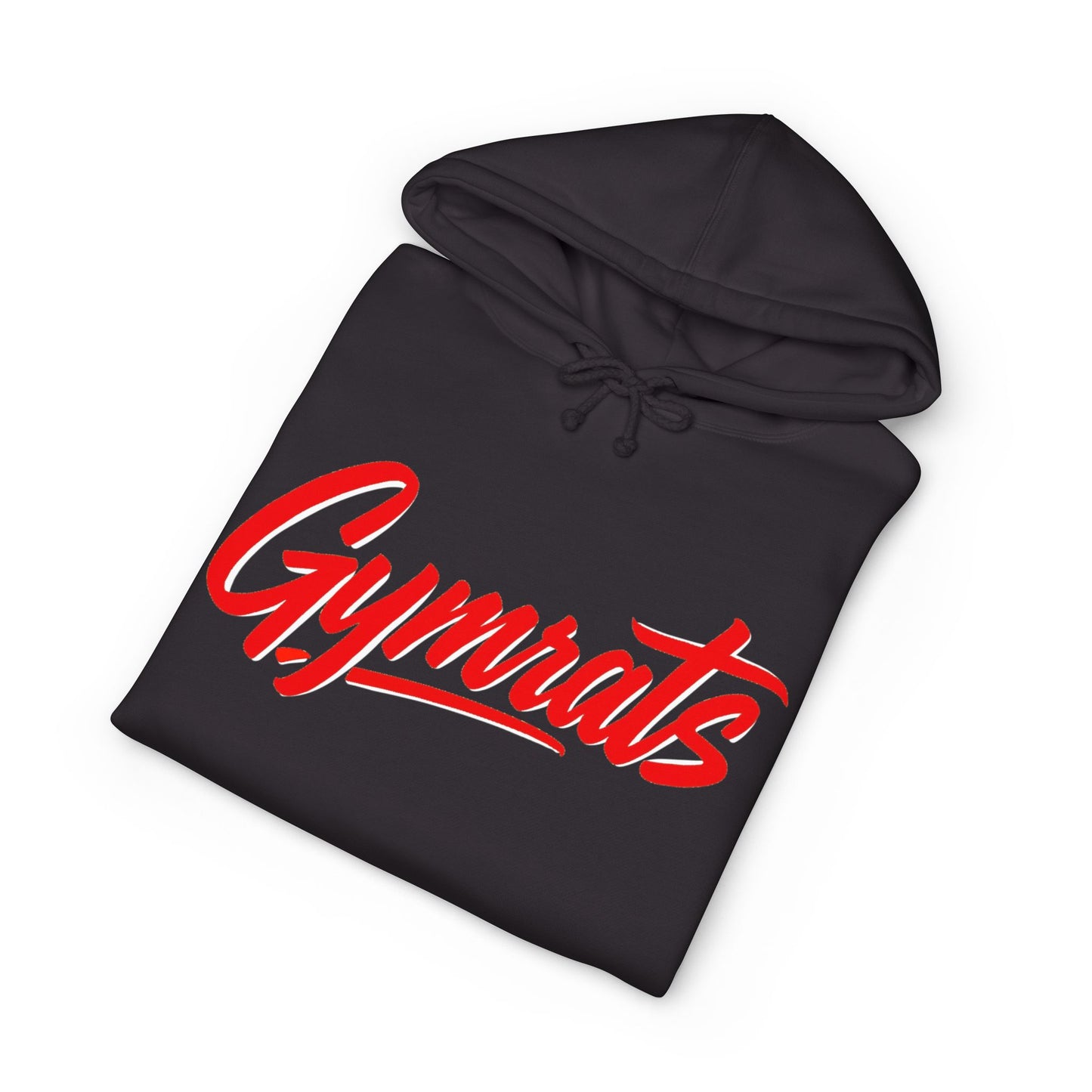 Red Venom folded black hoodie showing Gymrats collection logo
