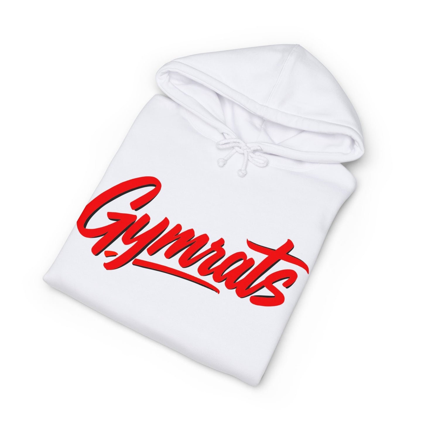 Red Venom folded white hoodie showing Gymrats collection logo