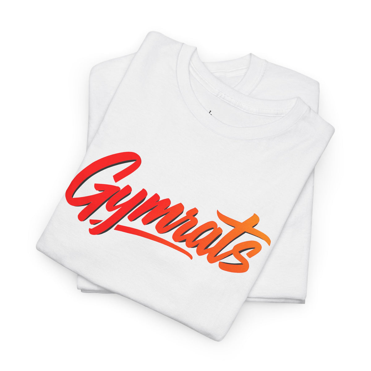 Wild Ember folded white cotton t-shirt showing Gymrats collection logo
