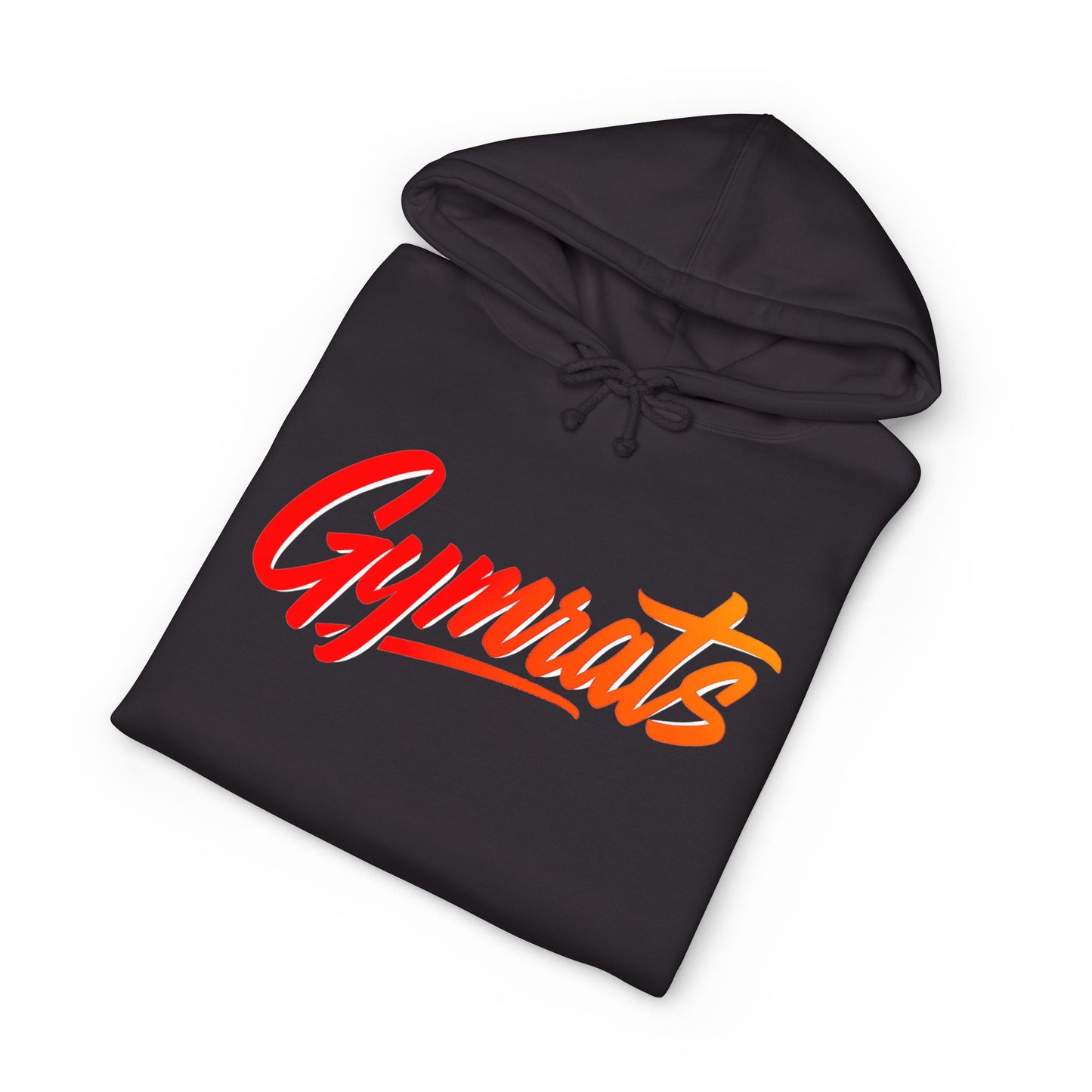 Wild Ember folded black hoodie showing Gymrats collection logo